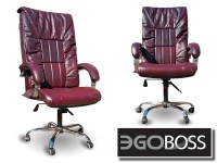 Офисное массажное кресло EGO BOSS EG1001 Maroon в комплектации ELITE натуральная кожа - магазин СпортДоставка. Спортивные товары интернет магазин в Березниках 